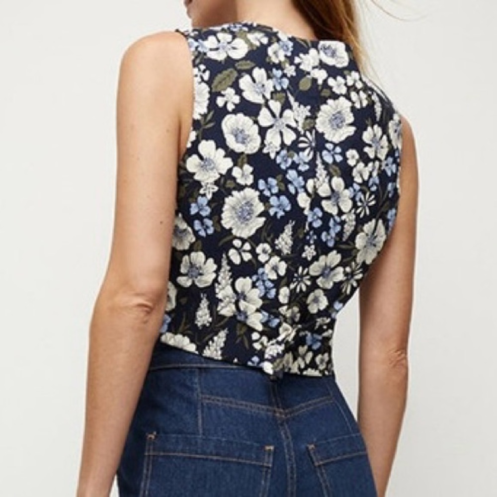 NEW VERONICA BEARD BLUE FLORAL PRINT TOP - Picture 5 of 8